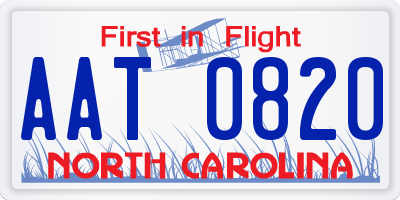 NC license plate AAT0820