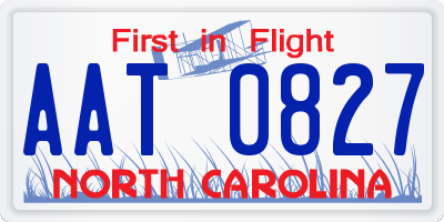 NC license plate AAT0827