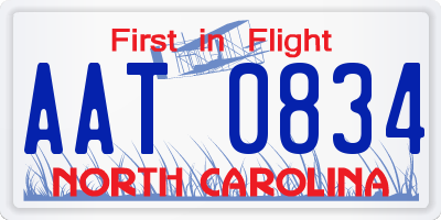 NC license plate AAT0834