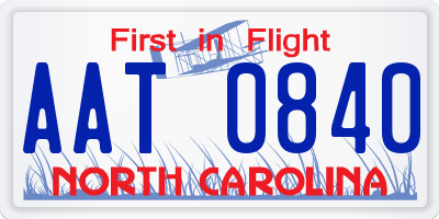 NC license plate AAT0840