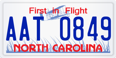 NC license plate AAT0849