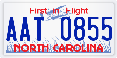 NC license plate AAT0855