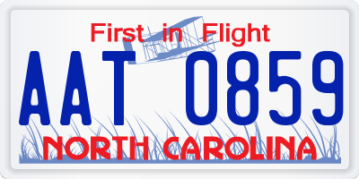 NC license plate AAT0859