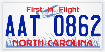 NC license plate AAT0862