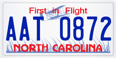 NC license plate AAT0872