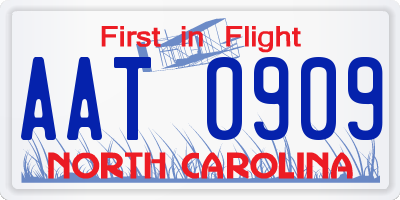 NC license plate AAT0909