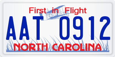 NC license plate AAT0912