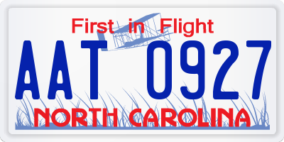 NC license plate AAT0927