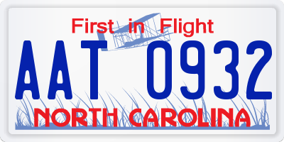 NC license plate AAT0932