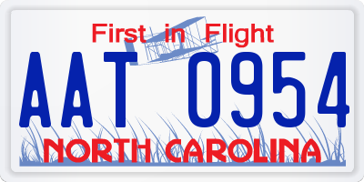 NC license plate AAT0954