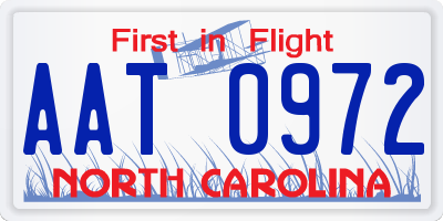 NC license plate AAT0972