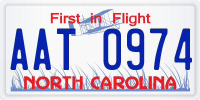 NC license plate AAT0974