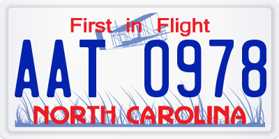 NC license plate AAT0978