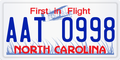 NC license plate AAT0998