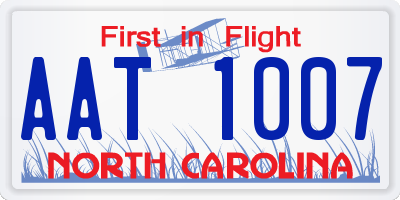 NC license plate AAT1007
