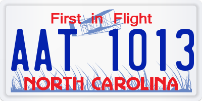 NC license plate AAT1013