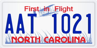 NC license plate AAT1021