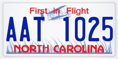 NC license plate AAT1025