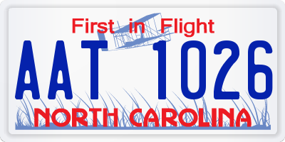 NC license plate AAT1026