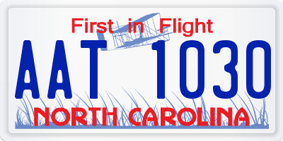 NC license plate AAT1030