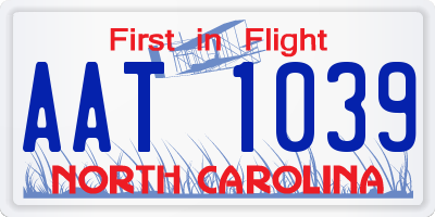 NC license plate AAT1039