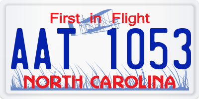NC license plate AAT1053