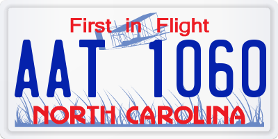 NC license plate AAT1060