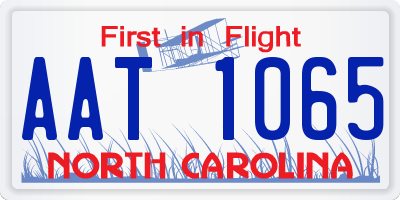 NC license plate AAT1065