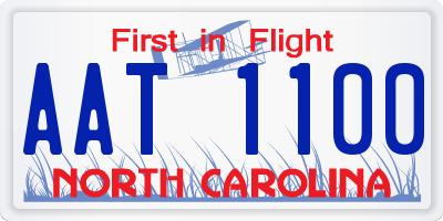 NC license plate AAT1100