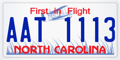 NC license plate AAT1113