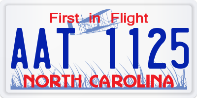 NC license plate AAT1125