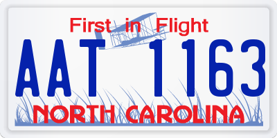 NC license plate AAT1163