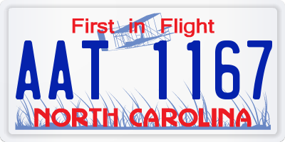 NC license plate AAT1167