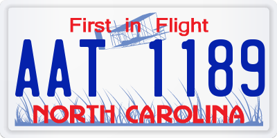 NC license plate AAT1189