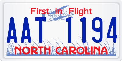 NC license plate AAT1194