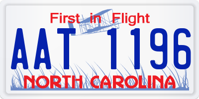 NC license plate AAT1196