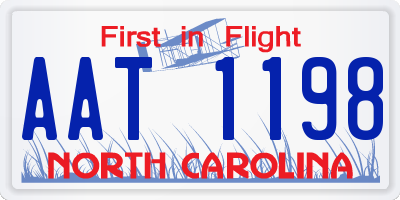NC license plate AAT1198