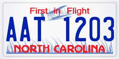 NC license plate AAT1203