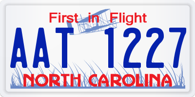 NC license plate AAT1227