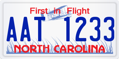 NC license plate AAT1233
