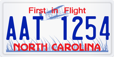 NC license plate AAT1254
