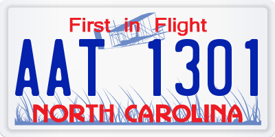 NC license plate AAT1301