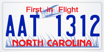 NC license plate AAT1312