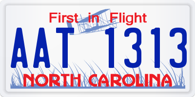 NC license plate AAT1313