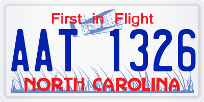 NC license plate AAT1326