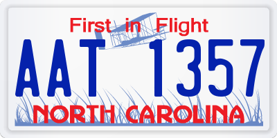 NC license plate AAT1357
