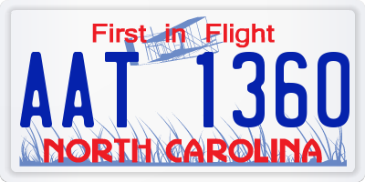 NC license plate AAT1360
