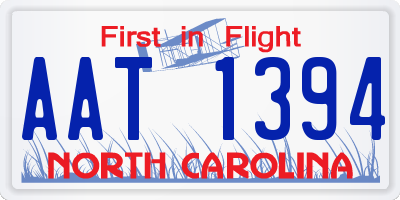 NC license plate AAT1394