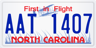 NC license plate AAT1407