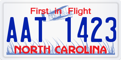 NC license plate AAT1423